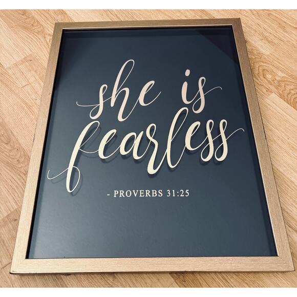 She is Fearless Proverbs 31:25 Inspirational Christian Framed Wall Art - Picture 1 of 5
